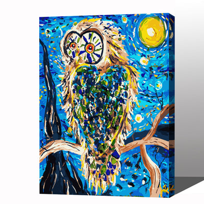 MADE4U [ Impressionism Series ] [ 20" ] [ Wood Framed ] Paint By Numbers Kit with Brushes and Paints ( Owl HHGZGX22136 ) NEW