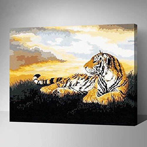 MADE4U [ 20" ] [ Animals Series ] [ Wood Framed ] Paint By Numbers Kit with Brushes and Paints ( Tiger  HHGZG035 )