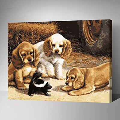 MADE4U [ 20" ] [ Animals Series ] [ Wood Framed ] Paint By Numbers Kit with Brushes and Paints ( Dogs HHGZG336 )
