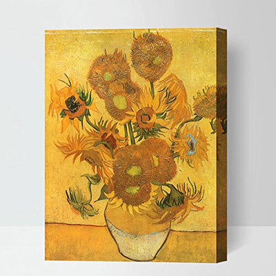 MADE4U [ Post-Impressionism Series ] [ 20" ] [ Thicker (1") ] [ Wood Framed ] Paint By Numbers Kit with Brushes and Paints ( Still Life, Vase with Fifteen Sunflowers - Vincent van Gogh HYXPI4008 )