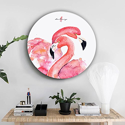 MADE4U [ Circular Plate ] [ Flamingos 7 Series ] [ 16" ] [ Thicker Wood Framed ] Paint by Numbers Kit with Brushes and Paints (Flamingos YXYHI6001)