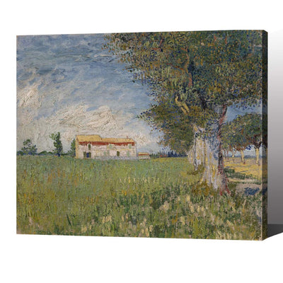 MADE4U [ Post-Impressionism Van Gogh Series ] [ 20" ] [ Thicker (1") ] [ Wood Framed ] Paint By Numbers Kit with Brushes and Paints ( Farmhouse in a wheat field ) HYXPII4023