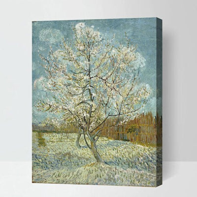 MADE4U [ Post-Impressionism Van Gogh Series ] [ 20" ] [ Thicker (1") ] [ Wood Framed ] Paint By Numbers Kit with Brushes and Paints ( Red peach tree ) HYXPII4018