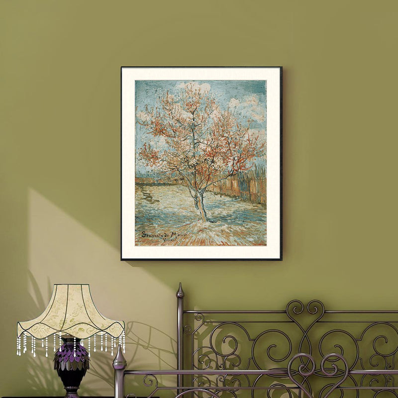 [ Van Gogh ][ Pink Peach Tree in Blossom ] Museum Class Art Reproduction Painting [ CRUSE 3.82 Giga Resolution Original Piece Scanned and Painted] [ Aluminum Alloy Hand Framed ]