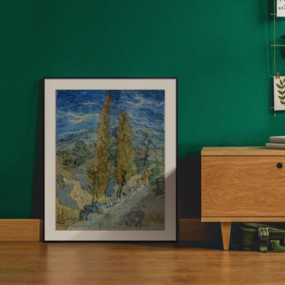 [ Van Gogh ][ Two Poplars on a Road through the Hills ] Museum Class Art Reproduction Painting [ CRUSE 3.82 Giga Resolution Original Piece Scanned and Painted] [ Aluminum Framed ]