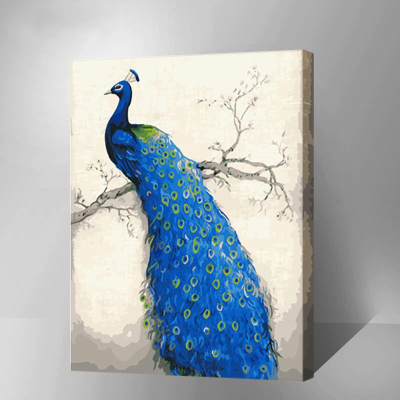 MADE4U [ 20" ] [ Animals Series ] [ Wood Framed ] Paint By Numbers Kit with Brushes and Paints ( Peacock B HHGZG456 )