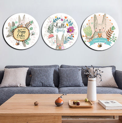 MADE4U [ Circular Plate ] [ 3 Pieces Split Series ] [ 16" ] [ Thicker Wood Framed ] Paint By Numbers Kit with Brushes and Paints ( Great Saver Bundle of 3 GGCHTABF )