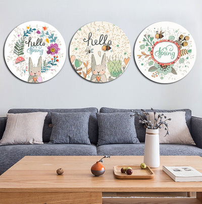 MADE4U [ Circular Plate ] [ 3 Pieces Split Series ] [ 16" ] [ Thicker Wood Framed ] Paint By Numbers Kit with Brushes and Paints ( Great Saver Bundle of 3 GGCHTADE )