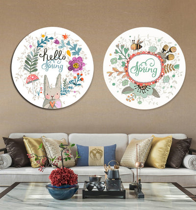 MADE4U [ Circular Plate ] [ 2 Pieces Split Series ] [ 16" ] [ Thicker Wood Framed ] Paint By Numbers Kit with Brushes and Paints ( Great Saver Bundle of 2 GGCHTAD )