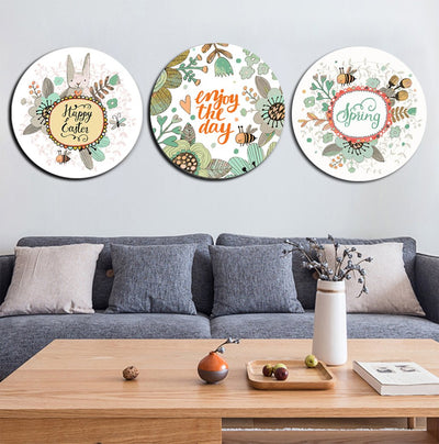 MADE4U [ Circular Plate ] [ 3 Pieces Split Series ] [ 16" ] [ Thicker Wood Framed ] Paint By Numbers Kit with Brushes and Paints ( Great Saver Bundle of 3 GGCHTBCD )