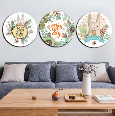 MADE4U [ Circular Plate ] [ 3 Pieces Split Series ] [ 16" ] [ Thicker Wood Framed ] Paint By Numbers Kit with Brushes and Paints ( Great Saver Bundle of 3 GGCHTBCF )