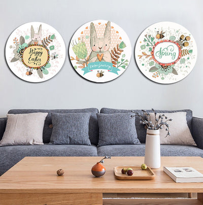 MADE4U [ Circular Plate ] [ 3 Pieces Split Series ] [ 16" ] [ Thicker Wood Framed ] Paint By Numbers Kit with Brushes and Paints ( Great Saver Bundle of 3 GGCHTBDF )