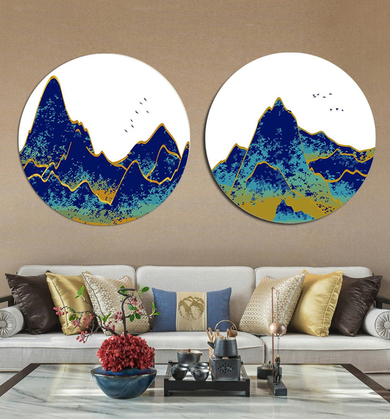 MADE4U [ Circular Plate ] [ 2 Pieces Split Series ] [ 16" ] [ Thicker Wood Framed ] Paint By Numbers Kit with Brushes and Paints ( Great Saver Bundle of 2 GGSMYXFG )