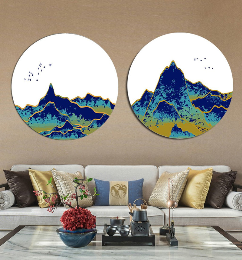 MADE4U [ Circular Plate ] [ 2 Pieces Split Series ] [ 16" ] [ Thicker Wood Framed ] Paint By Numbers Kit with Brushes and Paints ( Great Saver Bundle of 2 GGSMYXFH )