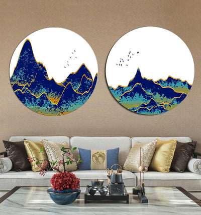 MADE4U [ Circular Plate ] [ 2 Pieces Split Series ] [ 16" ] [ Thicker Wood Framed ] Paint By Numbers Kit with Brushes and Paints ( Great Saver Bundle of 2 GGSMYXGH )