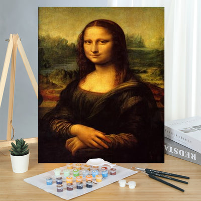 MADE4U [ Famous Art Collection ] [ 20" ] [ Wood Framed ] Paint By Numbers Kit with Brushes and Paints ( Monalisa HHGZG241 )
