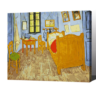 MADE4U [ Post-Impressionism 2 Van Gogh Series ] [ 20" ] [ Thicker (1") ] [ Wood Framed ] Paint by Numbers Kit with Brushes and Paints (Bedroom in Arles) HYXPII4040