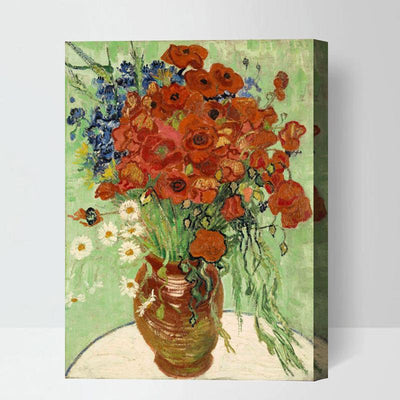 MADE4U [ Post-Impressionism Series ] [ 20" ] [ Thicker (1") ] [ Wood Framed ] Paint By Numbers Kit with Brushes and Paints ( Still Life, Vase with Daisies and Poppies - Vincent van Gogh HYXPI4009 )