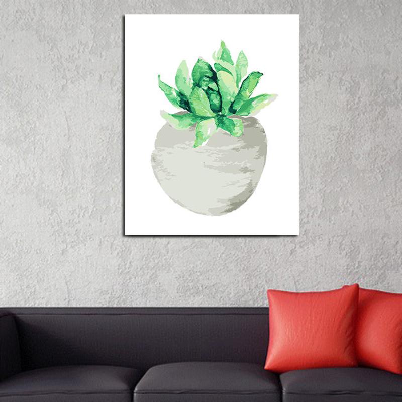MADE4U [ Succulent Plants ] [ 20" ] [ Thicker (1") ] [ Wood Framed ] Paint By Numbers Kit with Brushes and Paints ( Succulent Plants QS093 )