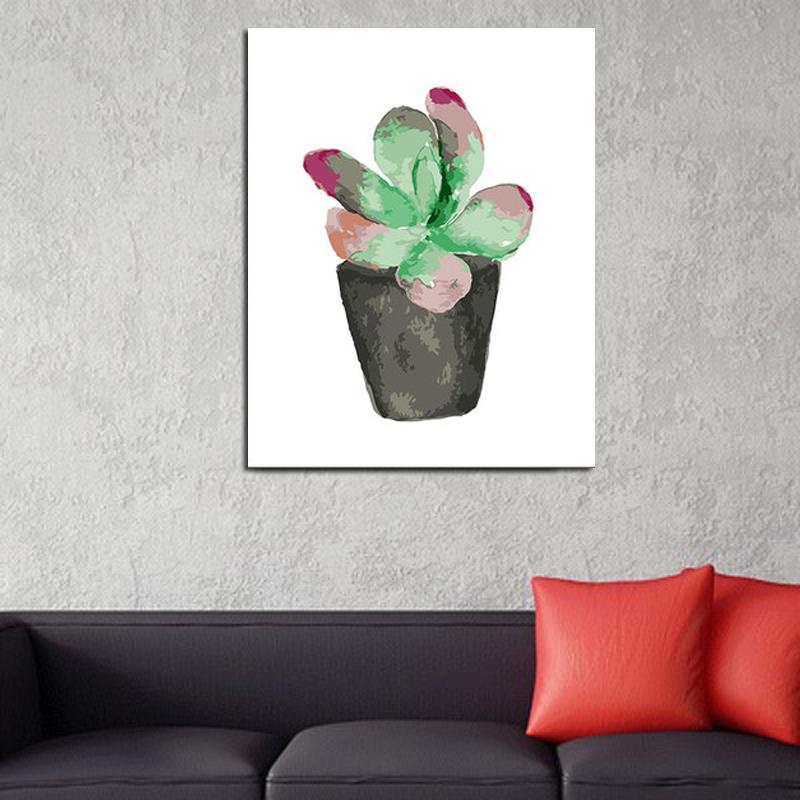 MADE4U [ Succulent Plants ] [ 20" ] [ Thicker (1") ] [ Wood Framed ] Paint By Numbers Kit with Brushes and Paints ( Succulent Plants QS095 )