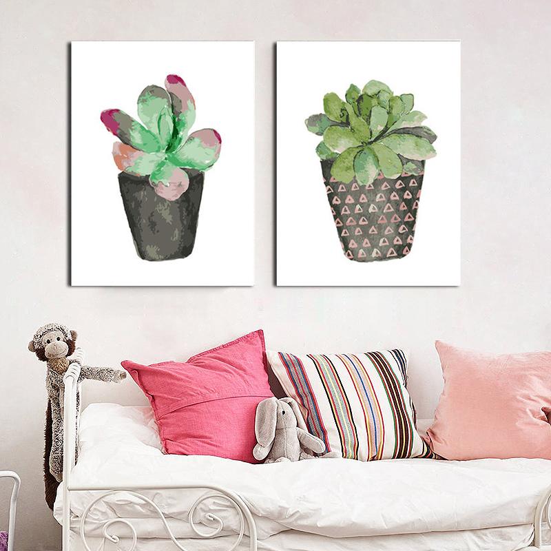 MADE4U [ Succulent Plants ] [ 20" ] [ Thicker (1") ] [ Wood Framed ] Paint By Numbers Kit with Brushes and Paints ( Succulent Plants Great Saver Bundle of 2 XL91X202 )