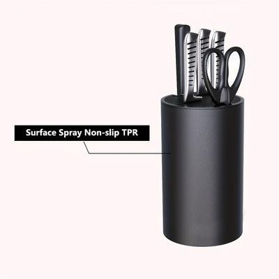 Knife Stand, Knife Block Without Knives, Knife Holder, Universal Round Knife Block Only, Detachable Knife Holder for Easy Cleaning, Space Saver Knife Storage Holder with Scissors Slot, Black
