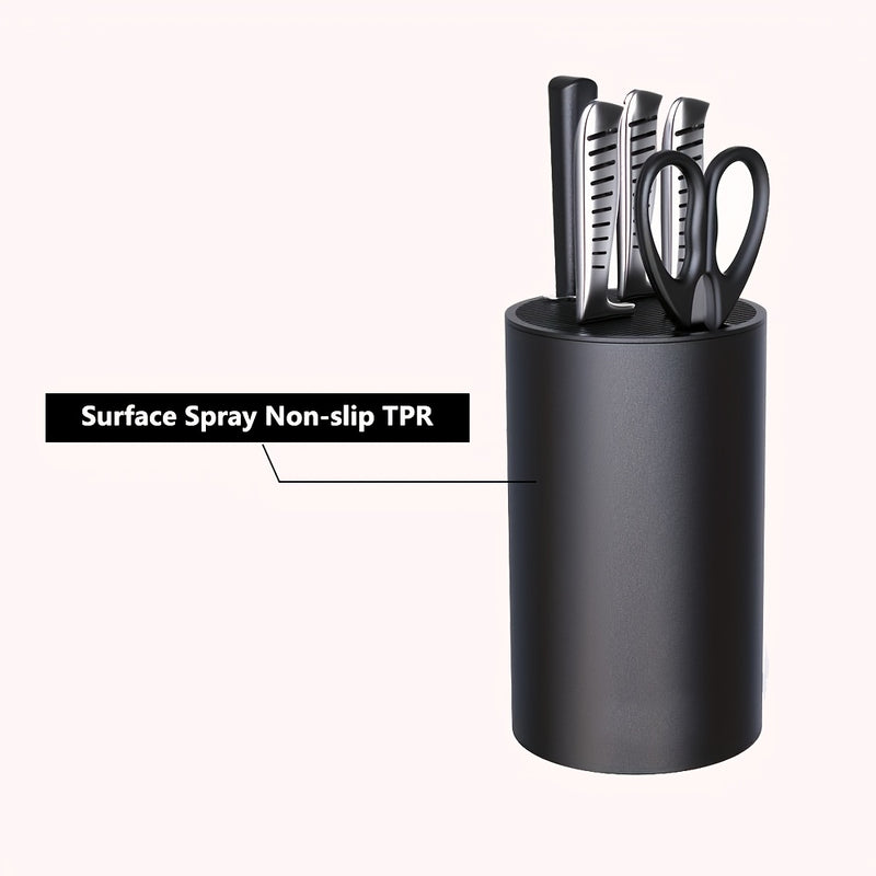 Knife Stand, Knife Block Without Knives, Knife Holder, Universal Round Knife Block Only, Detachable Knife Holder for Easy Cleaning, Space Saver Knife Storage Holder with Scissors Slot, Black