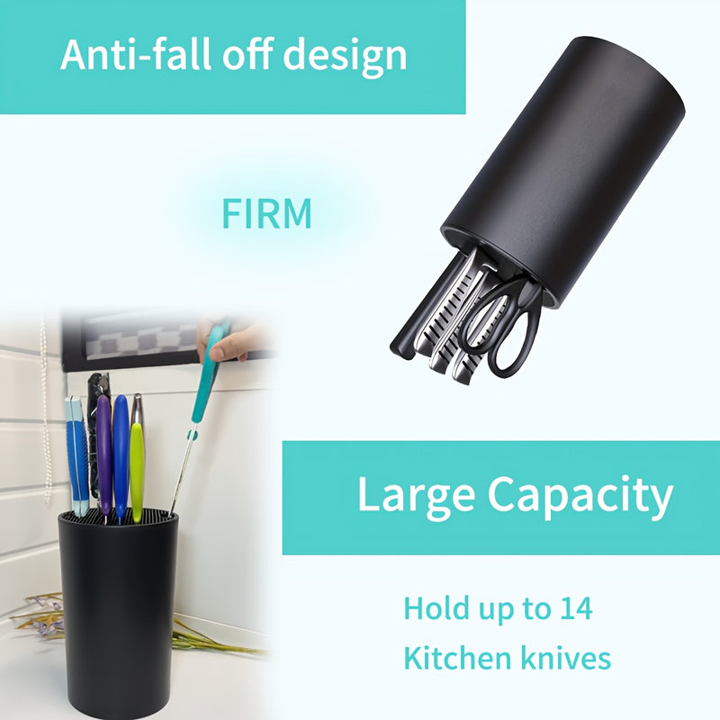 Knife Stand, Knife Block Without Knives, Knife Holder, Universal Round Knife Block Only, Detachable Knife Holder for Easy Cleaning, Space Saver Knife Storage Holder with Scissors Slot, Black