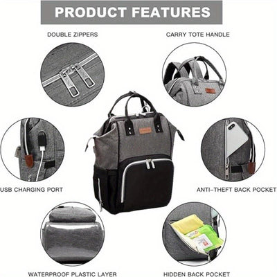 Equipped with Portable Changing Mat & Nappy Compartment, Safe, waterproof and heat-insulating, Stylish Mummy Bags, travel bag, large-capacity backpack, Perfect for Busy Moms on the Move, gift