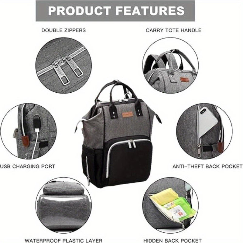 Equipped with Portable Changing Mat & Nappy Compartment, Safe, waterproof and heat-insulating, Stylish Mummy Bags, travel bag, large-capacity backpack, Perfect for Busy Moms on the Move, gift