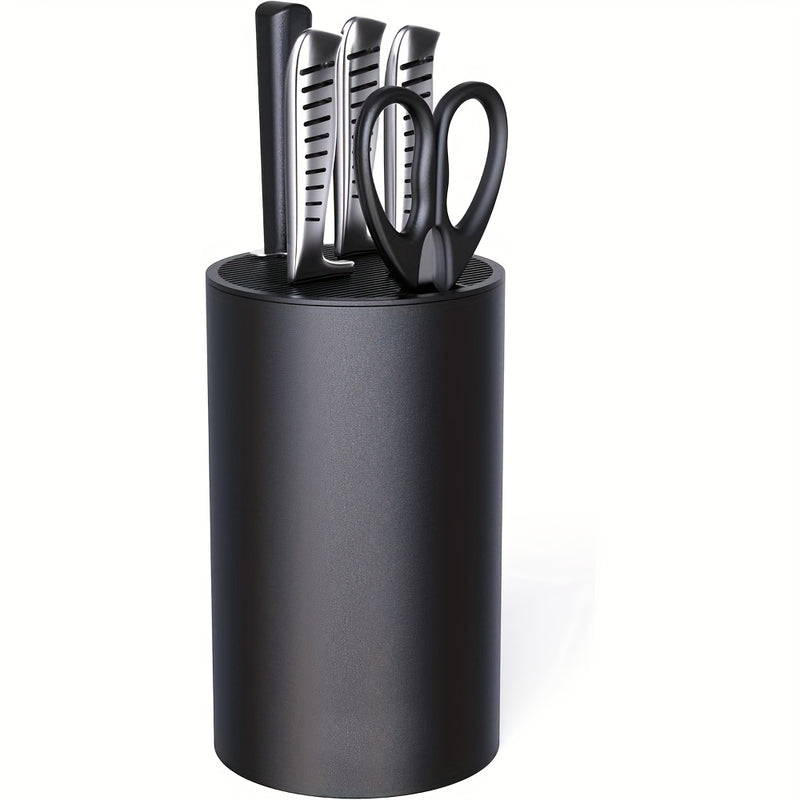 Knife Stand, Knife Block Without Knives, Knife Holder, Universal Round Knife Block Only, Detachable Knife Holder for Easy Cleaning, Space Saver Knife Storage Holder with Scissors Slot, Black