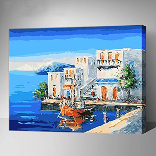 Made4u [ 20" ] [ Wood Framed ] Paint By Numbers Kit for Adult ( Home by the Sea HHGZG305)