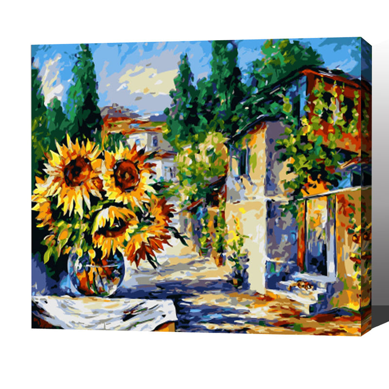 MADE4U [ Impressionism Series ] [ 20" ] [ Wood Framed ] Paint By Numbers Kit with Brushes and Paints ( Sunflower HHGZGX9052 ) NEW