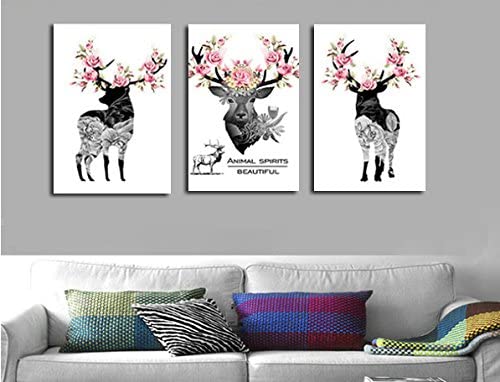 Made4u [ 3 Pieces Split Series Deer 2  [ 20" x 3 ] [ Thicker (1") ] [ Wood Framed ] Paint By Numbers Kit with Brushes and Paints ( Deer 1 ) CRGP52