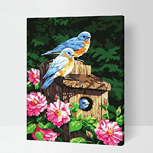 MADE4U [ 20" ] [ Animals Series ] [ Wood Framed ] Paint By Numbers Kit with Brushes and Paints ( Birds HHGZG161 )