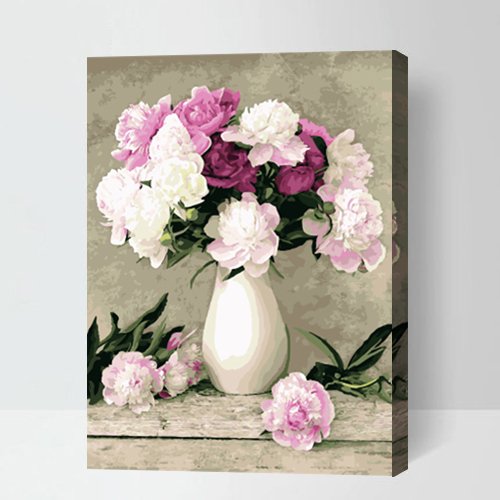 MADE4U [ Flowers and Vases Series ] [ 20" ] [ Wood Framed ] Paint By Numbers Kit with Brushes and Paints (Flowers HHGZG069)