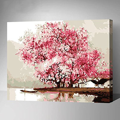 Made4u [Waters Series 1 [20"] [Wood Framed] Paint By Numbers Kit with Brushes and Paints ( Trees HHGZG427 )