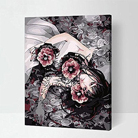 MADE4U [Vitage Beauties Series] [20"] [Wood Framed] Paint By Numbers Kit with Brushes and Paints (Girl GX3839)