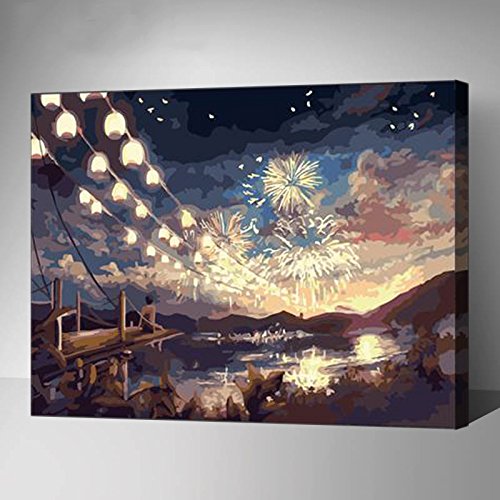 Made4u [20" [Wood Framed] Paint By Numbers Kit with Brushes and Paints (Fireworks G397)