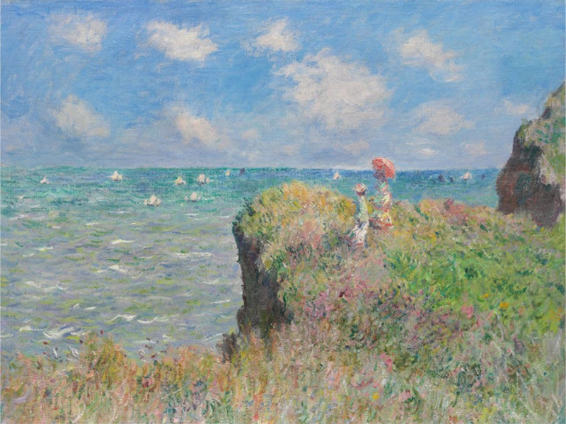 [ Claude Monet ][ Cliff Walk at Pourville ] Museum Class Art Reproduction Painting [ CRUSE 3.82 Giga Resolution Original Piece Scanned and Painted] [ Aluminum Alloy Hand Framed ]