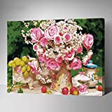 Made4u [ 20"  [ Wood Framed ] Paint By Numbers Kit for Adult ( Flowers G388 )