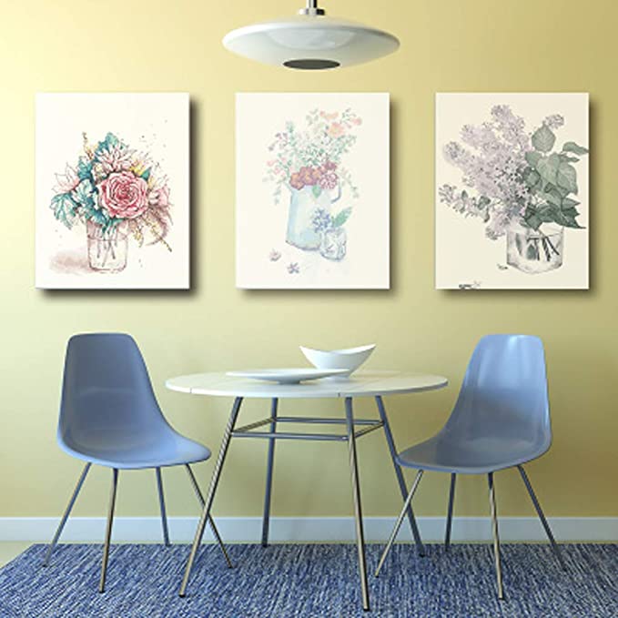 Made4u [ 3 Pieces Split Series Flower 2 [ 16" x 3 ] [ Wood Framed ] Paint By Numbers Kit for Adult ( Flower ) YCGP087