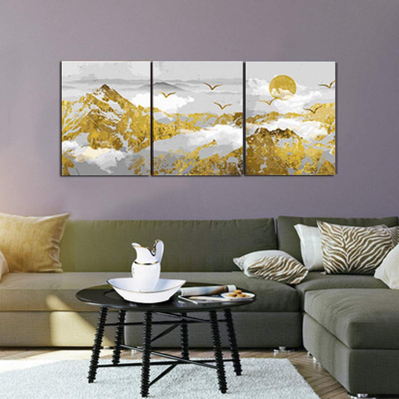 MADE4U [ 3 Pieces Split Series Landscape ] [ 20" x 3 ] [ Wood Framed ] Paint by Numbers Kit with Brushes and Paints (Landscape YCGP103)