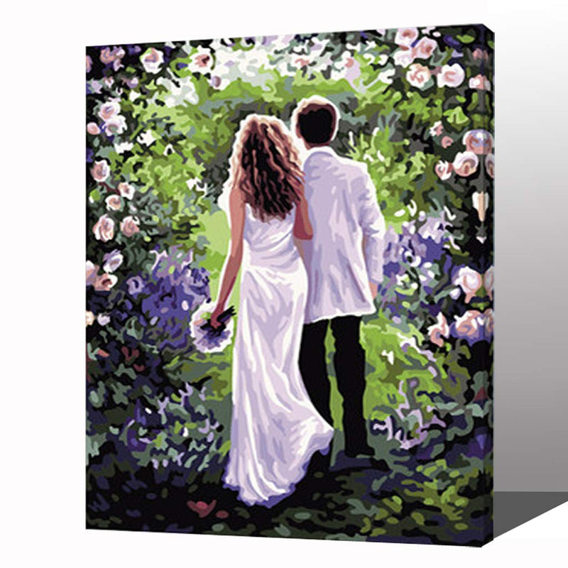 MADE4U [ Figure Series 1 ] [ 20" ] [ Wood Framed ] Paint By Numbers Kit with Brushes and Paints (Bride and Bridegroom G390)