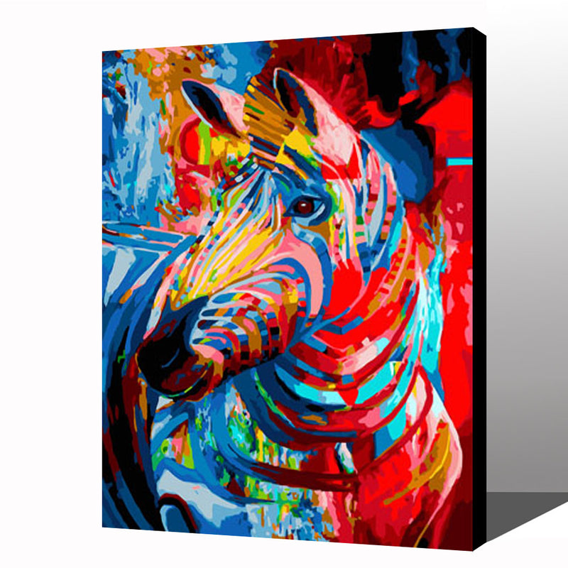 MADE4U [ Animal Series ] [ 20" ] [ Wood Framed ] Paint By Numbers Kit with Brushes and Paints ( Zebra HHGZGX23663 ) NEW