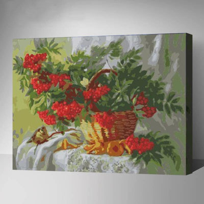 MADE4U [ Flowers and Vases Series ] [ 20" ] [ Thicker (1") ] [ Wood Framed ] Paint By Numbers Kit with Brushes and Paints (Flower Basket, YWYZ8168)