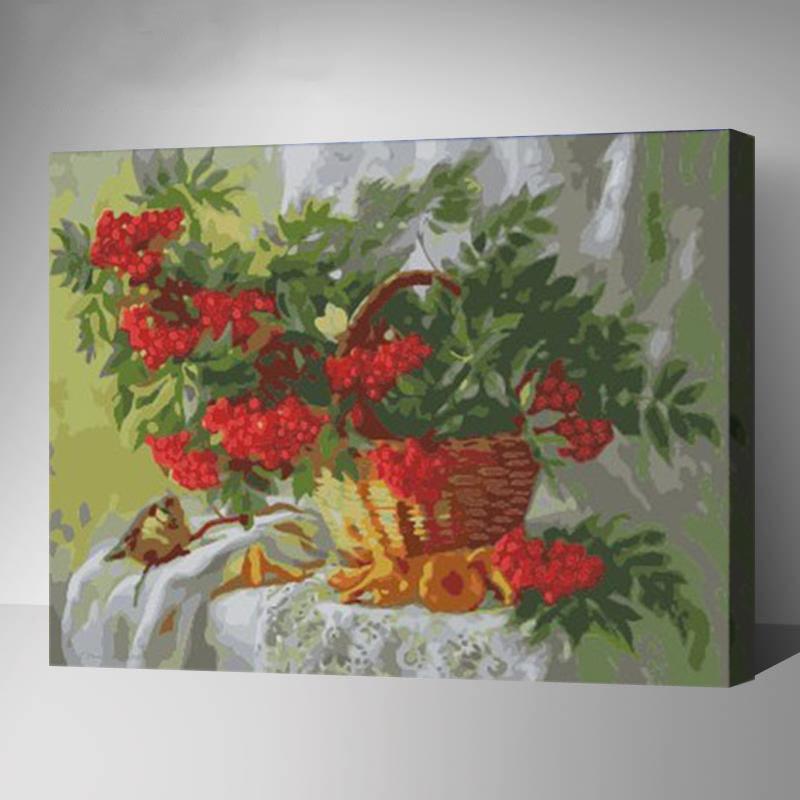 MADE4U [ Flowers and Vases Series ] [ 20" ] [ Thicker (1") ] [ Wood Framed ] Paint By Numbers Kit with Brushes and Paints (Flower Basket, YWYZ8168)
