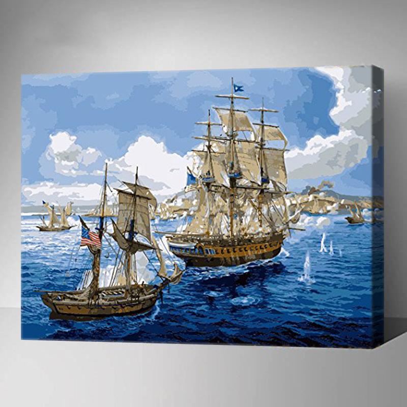 MADE4U [ Ships Series ] [ 20" ] [ Thicker (1") ] [ Wood Framed ] Paint By Numbers Kit with Brushes and Paints (Ships YWYZ8677)