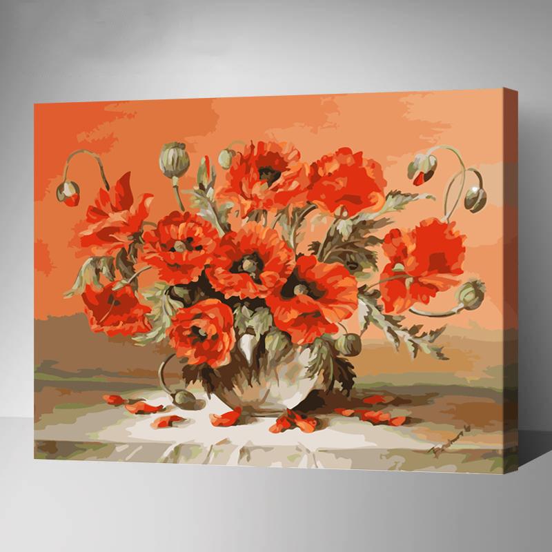 MADE4U [ Flowers and Vases Series ] [ 20" ] [ Thicker (1") ] [ Wood Framed ] Paint By Numbers Kit with Brushes and Paints (Nine Safflower, YWYZ8775)