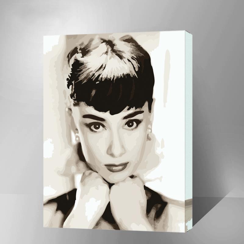 MADE4U [ Star Series ] [ 20" ] [ Thicker (1") ] [ Wood Framed ] Paint By Numbers Kit with Brushes and Paints (Hepburn YWYZ8865)